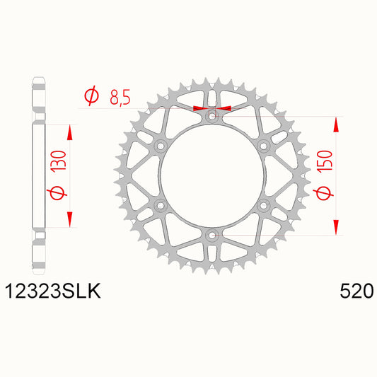 AFAM REAR SPROCKET STEEL SUPERLIGHT MUD GROOVED 12323-48 JTR 245/2-48