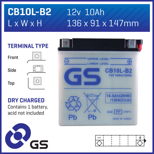 Battery GS CB10LB2-12V - Dry Cell, No Acid Pack