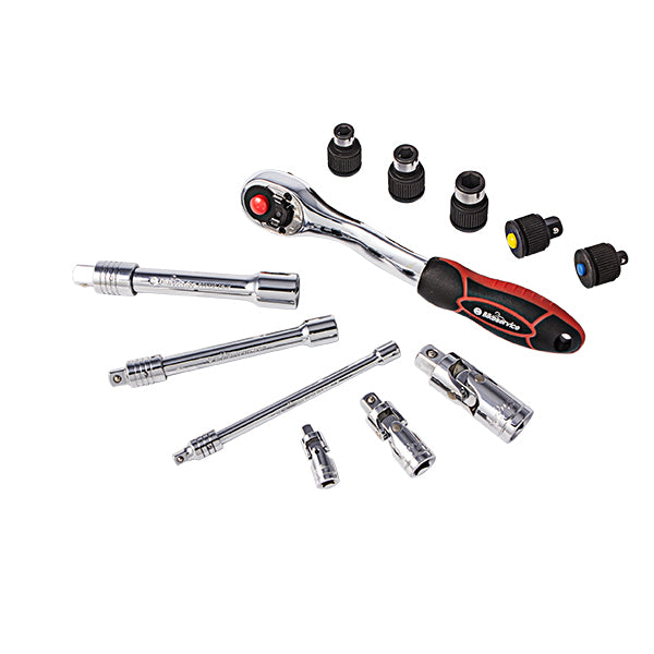 Bikeservice Tools 12pc ratchet, UJ, extension and adapter set