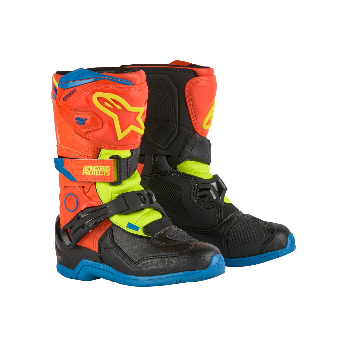 Alpinestars Tech 3S Kids - Orange Fluo Enamel Blue Yel Fl - EU 33