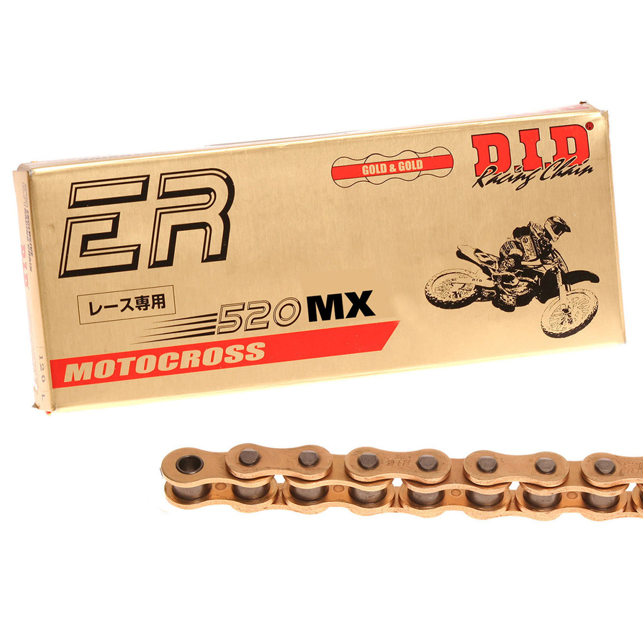 DID Chain 520 x 120 MX Racing Gold Chain for Honda, Kawasaki, KTM, Yamaha, Suzuki 125-450cc, from 91-23