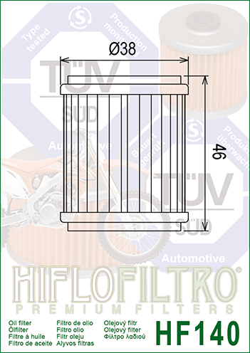 Hi Flo Filtro (HF140) Yamaha YZF/WRF250/450 09-24 Gas Gas EC250F 12-15 EC300F/450F 13-15