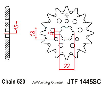 JT Front Sprocket Kawasaki KX 125 94-02, 12 TEETH