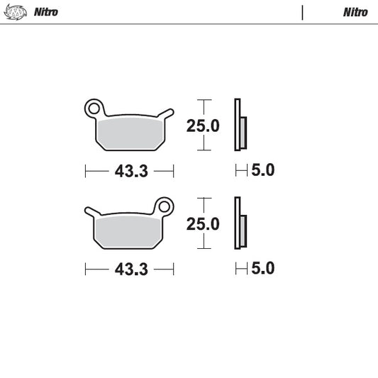 Sintered MX/Enduro brake pad for general use, an excellent long lasting all-weather performer. Also highly suitable for Enduro use.