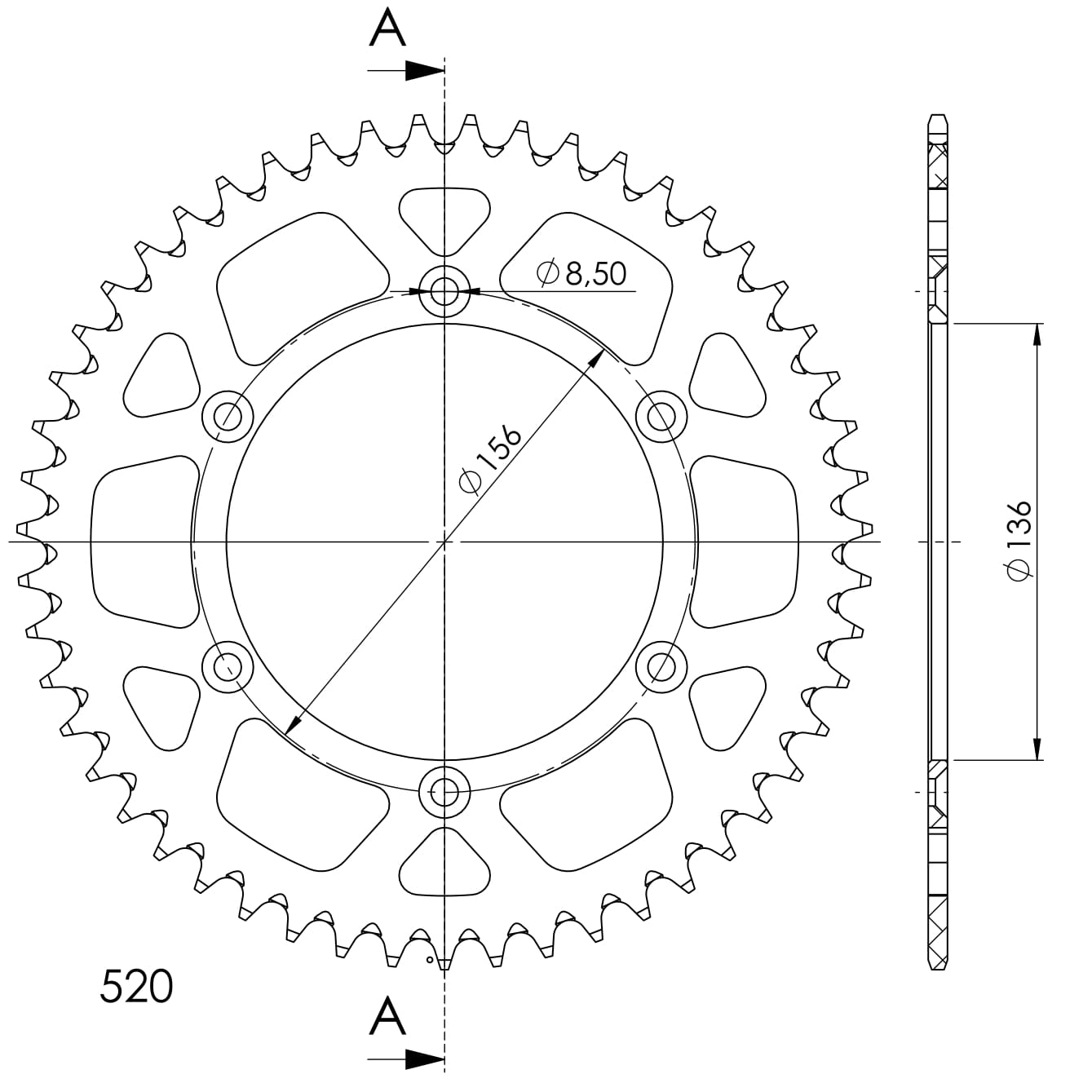 SuperSprox Rear Alloy MX RAL-1512-50-BLK