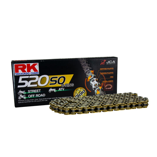 RK GB520SO-120 Gold O-Ring Chain with rivet link