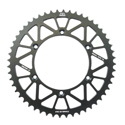 JT REAR SPROCKET ALLOY BLACK 460, JTA460.52BLK 7075-T6 Aluminium