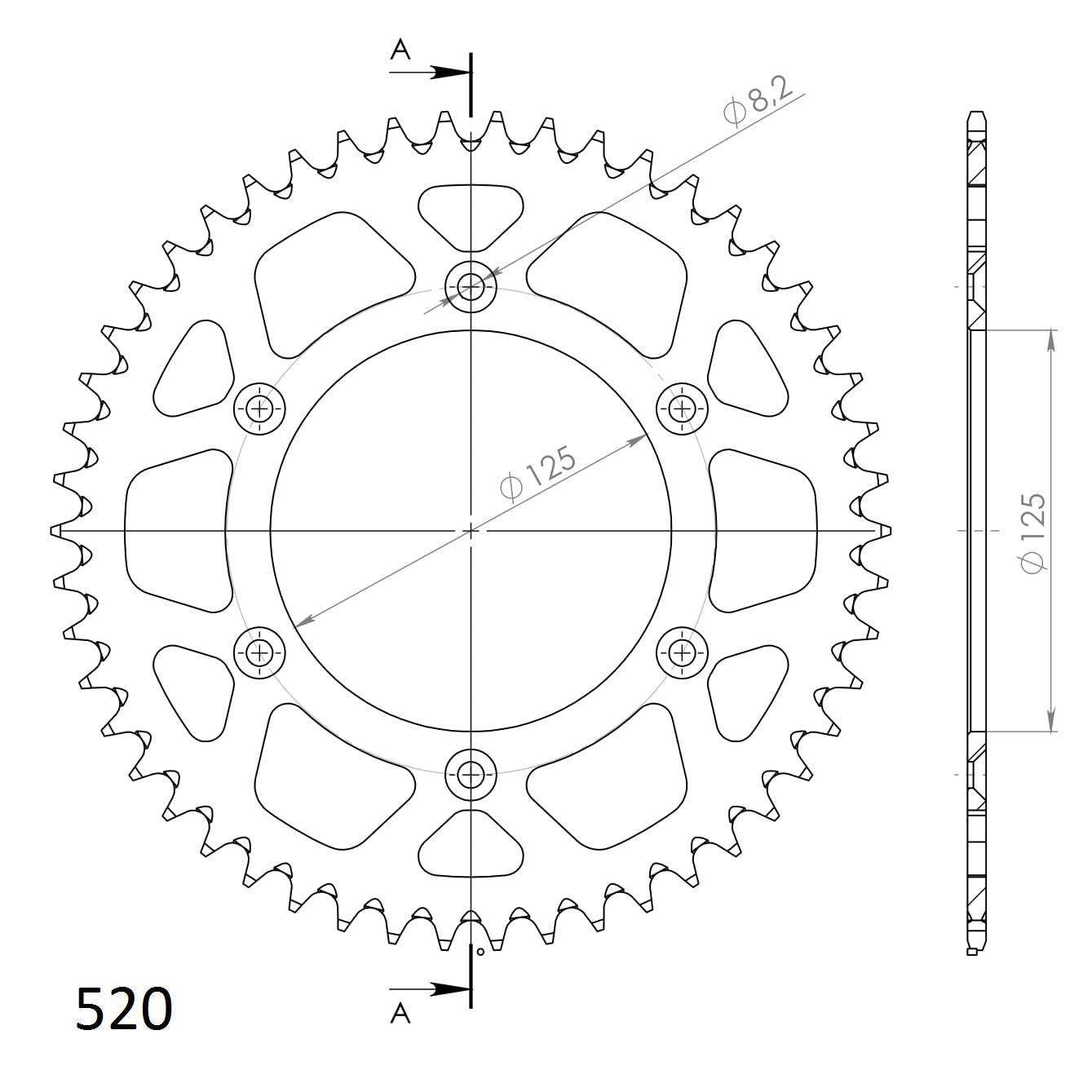 SuperSprox Rear Alloy Enduro RAL-8000-50-Black AP-BN70