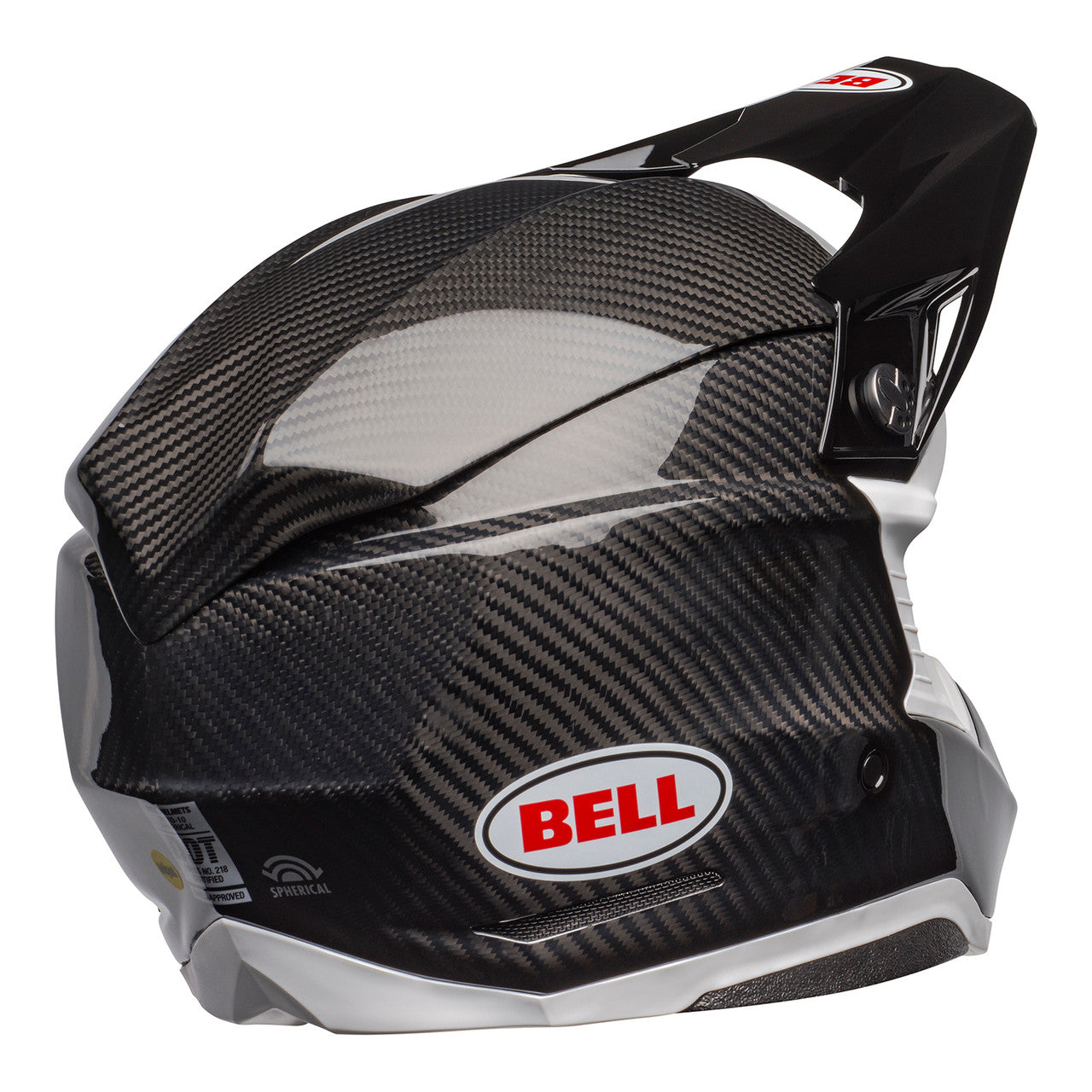 Bell MX 2023 Moto-10 Spherical Mips Adult Helmet (Gloss Black Carbon/White)