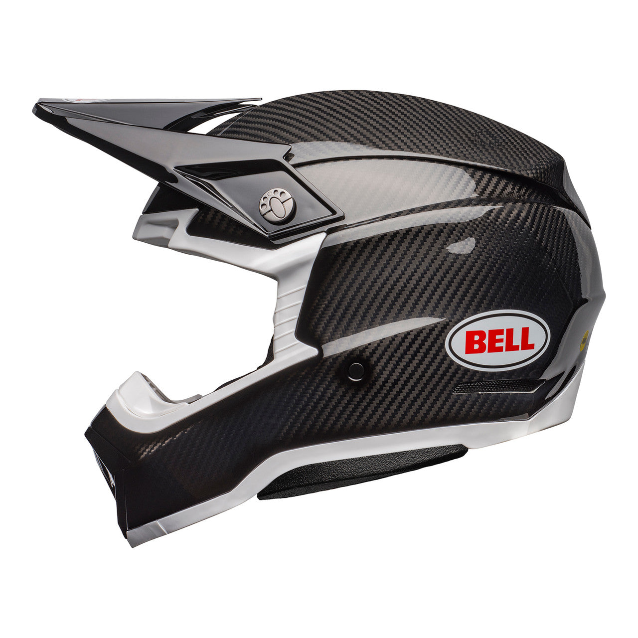 Bell MX 2023 Moto-10 Spherical Mips Adult Helmet (Gloss Black Carbon/White)