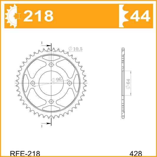 218-44 SPROCKET REAR AFAM 10230