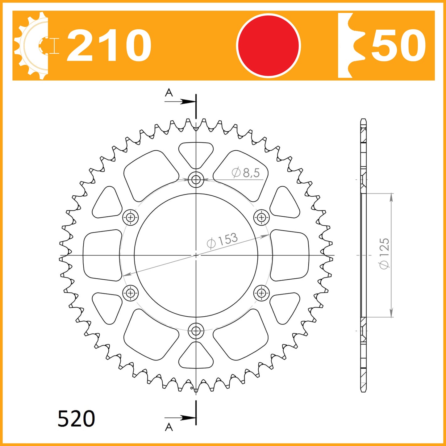 SuperSprox Rear Alloy MX RAL-210-50-RED