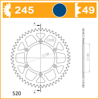 SuperSprox Rear Alloy MX RAL-245-49-BLU