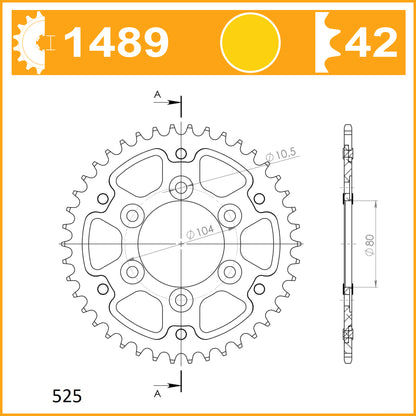 SuperSprox Rear Stealth RST-148942-GLD For 525 CHAIN