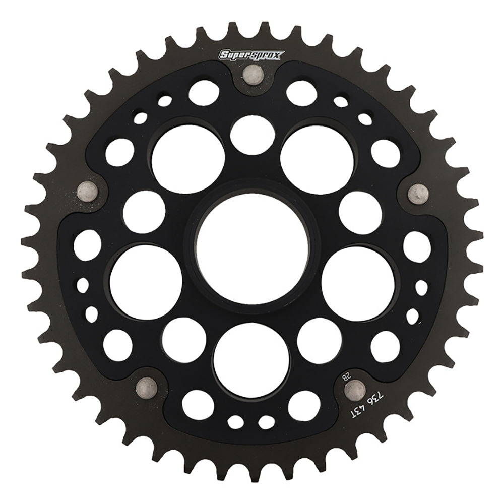 SuperSprox Rear Edge Sprocket Ducati RSA-736_525-43-BLK For 525 Chain Ducati fitment