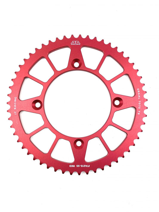 JT REAR SPROCKET ALLOY RED 215, JTA215.55RED 7075-T6 Aluminium