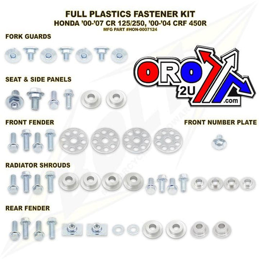 BOLT PLASTIC BOLT KIT CR 125/250 CRF 450, BOLT HARDWARE HON-0007124