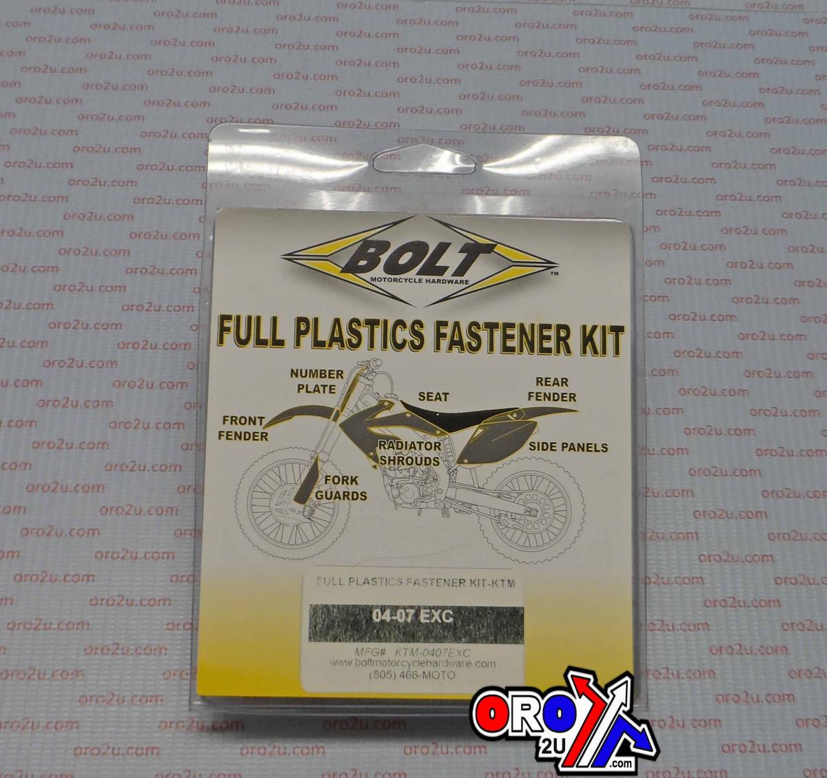 BOLT PLASTIC BOLT KIT KTM EXC 04-07, BOLT HARDWARE KTM-0407EXC