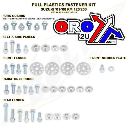 BOLT PLASTIC BOLT KIT RM125/250, BOLT HARDWARE SUZ-0108120