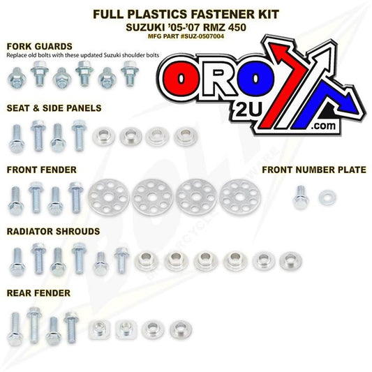 BOLT PLASTIC BOLT KIT RMZ450 05-07, BOLT HARDWARE SUZ-0507004