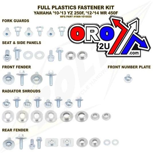 BOLT PLASTIC BOLT KIT YZF250 10-13, BOLT HARDWARE YAM-1010020