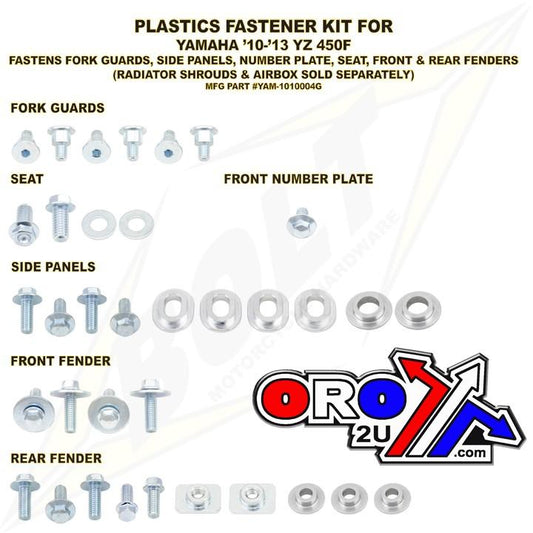 BOLT PLASTIC BOLT KIT YZF450 10-13, BOLT HARDWARE YAM-1010004G