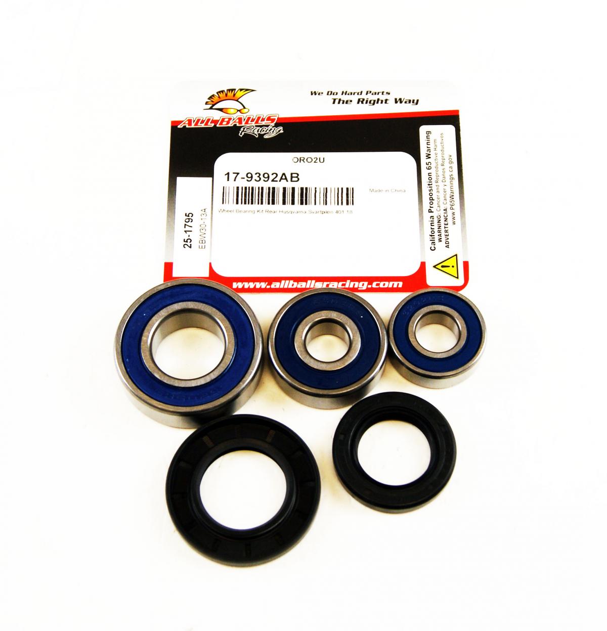 ALL BALLS WHEEL BEARING KIT REAR 2018 HUSQVARNA SVARTPILEN 401, ALLBALLS 25-1795 ROAD