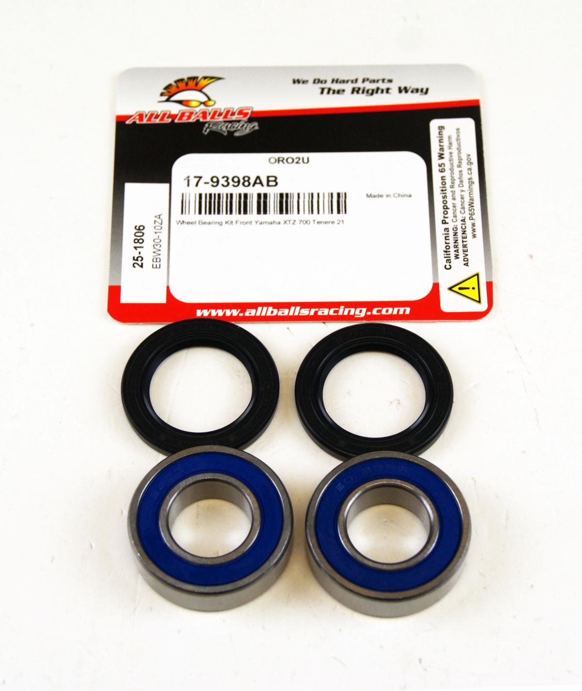 ALL BALLS WHEEL BEARING KIT FRONT 2020 YAMAHA XTZ700 TENERE, ALLBALLS 25-1806 ROAD