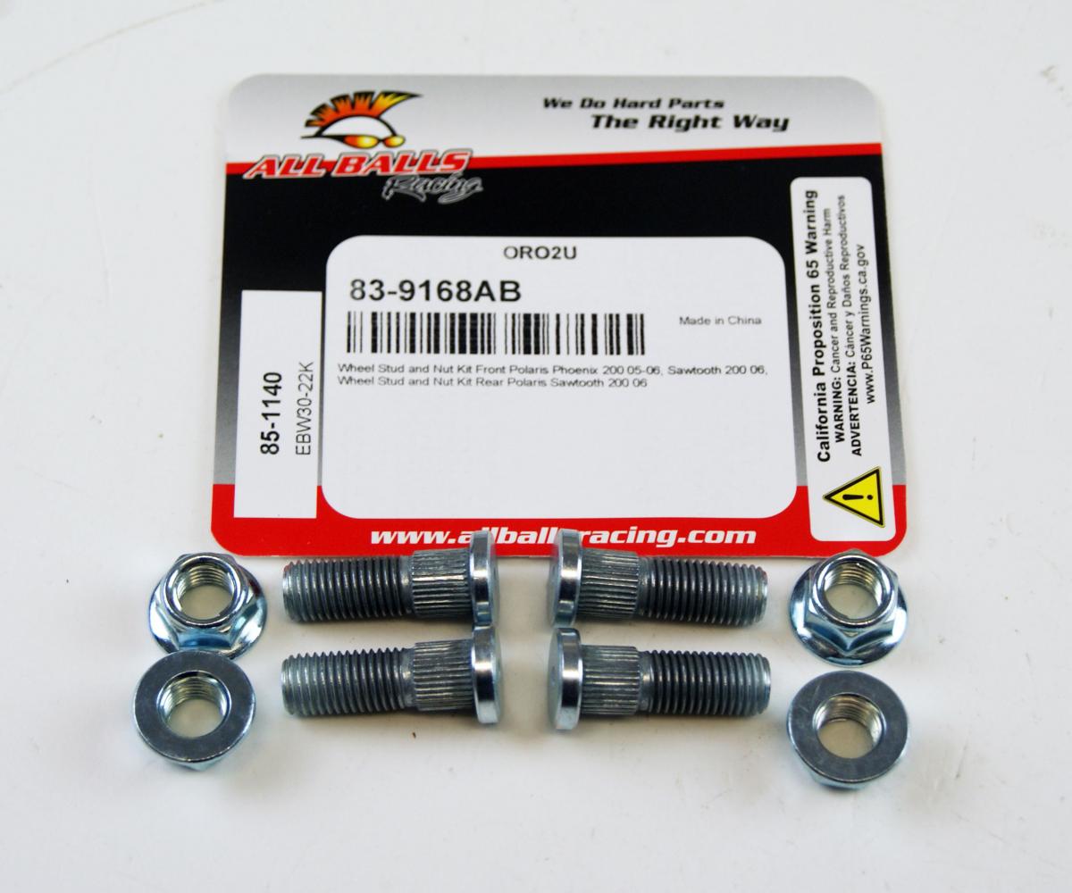 ALL BALLS WHEEL NUTS & STUDS SET-4, ALLBALLS 85-1140, 0453054, 0453866, Polaris Phoenix 200 05-06, Sawtooth 200 06, Wheel Stud and Nut Kit Rear Polaris Sawtooth 200 06