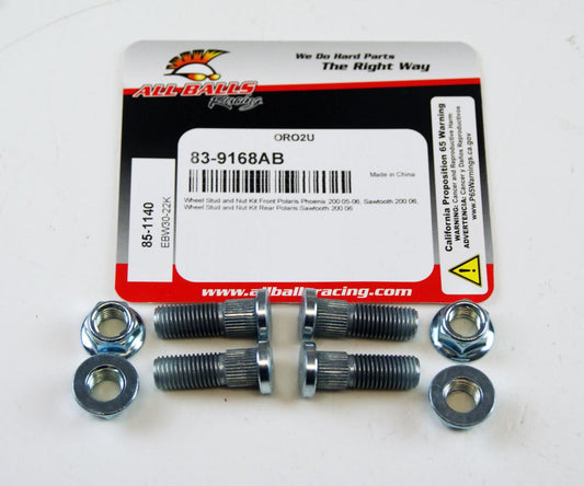 ALL BALLS WHEEL NUTS & STUDS SET-4, ALLBALLS 85-1140, 0453054, 0453866, Polaris Phoenix 200 05-06, Sawtooth 200 06, Wheel Stud and Nut Kit Rear Polaris Sawtooth 200 06