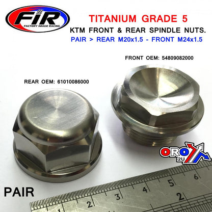 FIR KTM FRONT & REAR SPINDLE NUTS, TITANIUM GRADE 5 / , OEM 61010086000 & 54809082000