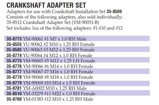 K&L Supply CRANKSHAFT ADAPTER YU-90063, 35-8585 M12 x 1.25 FEMALE, TOOLS