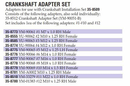 K&L Supply CRANKSHAFT ADAPTER YU-90063, 35-8585 M12 x 1.25 FEMALE, TOOLS