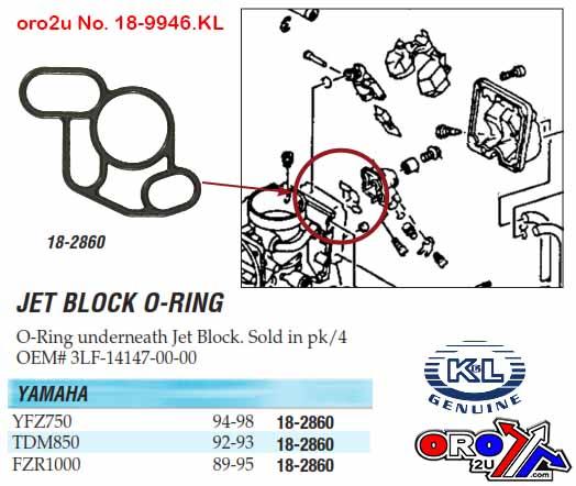 K&L Supply O-RING JET BLOCK PACK-4, K&L 18-2860 3LF-14147-00-00