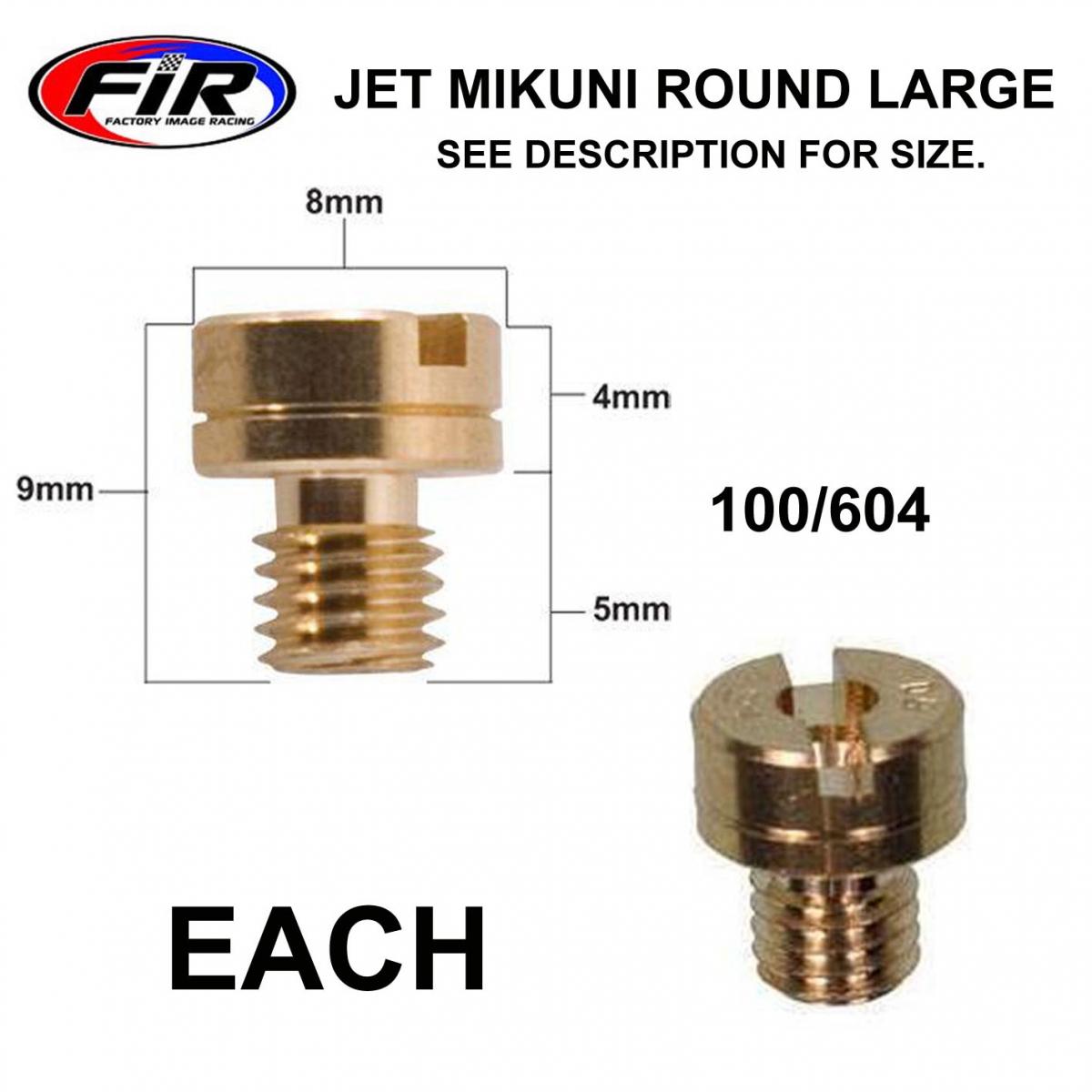 FIR CARBURETTOR JET MIKUNI ROUND 95 LARGE, / MIKUNI 100/604, INDIVIDUAL