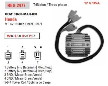 K&L Supply REGULATOR VT1100 31600-MAH-008 VT, HONDA 20-5308 ROAD