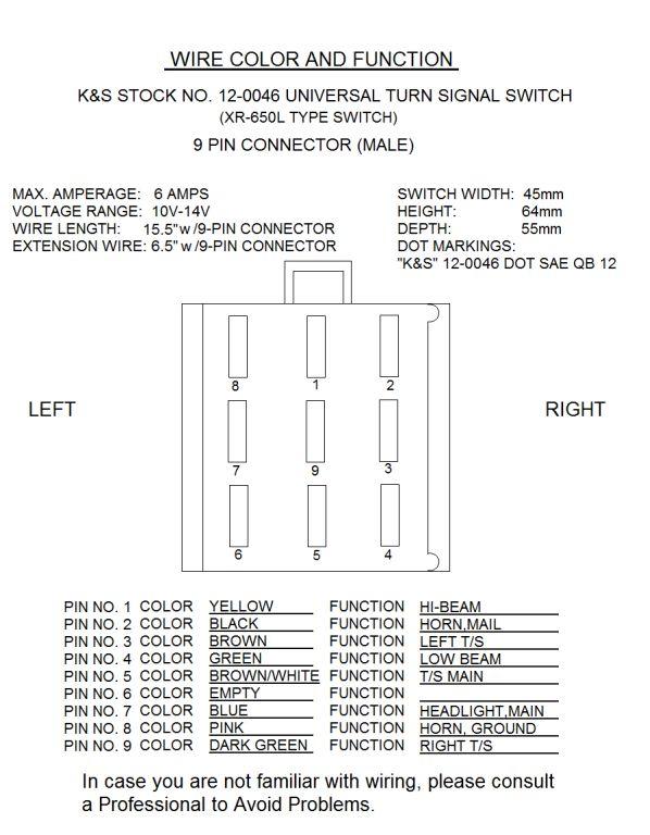 K&S Technologies SWITCH UNIVERSAL 35020-MY6-670, HONDA XR650L TYPE, KS12-0046