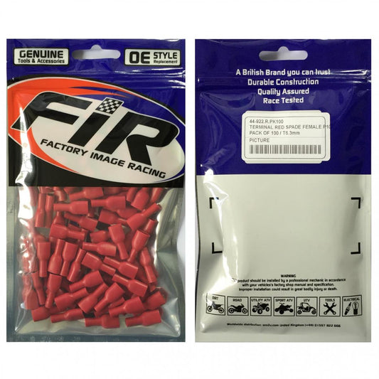 FIR TERMINAL RED SPADE FEMALE P100, PACK OF 100 / T6.3mm, WT10 /