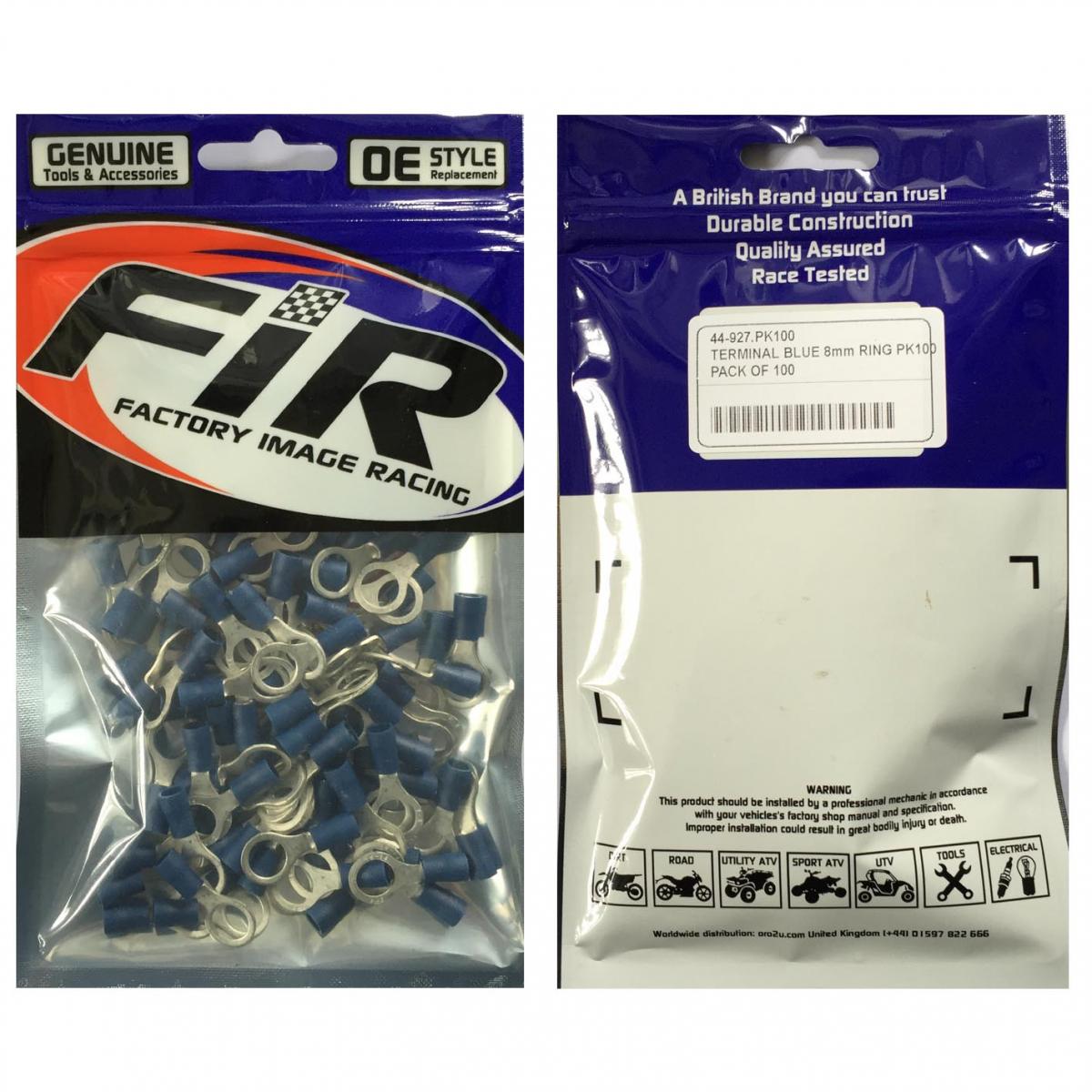 FIR TERMINAL BLUE 8mm RING PK100, PACK OF 100 /