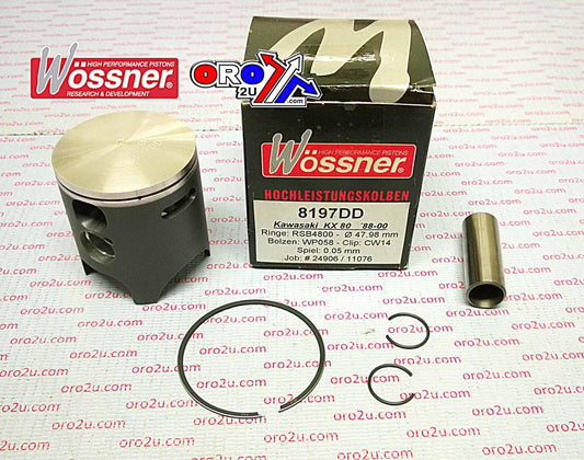 WOSSNER PISTON KIT 88-00 KX80 52.00, WOSSNER 8197D400 KAWASAKI MX