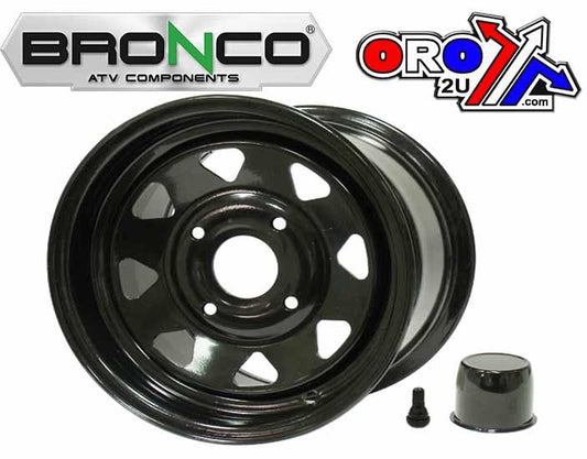 BRONCO RIM STEEL WHEEL 12x7 4/110, BRONCO AC-06343BK OFFSET 5+2, With end cap and TR412 valve