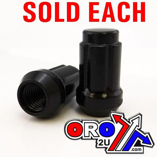 FIR LUG NUT M12-1.5 BEV/SPLINED, LUGP-10B BEVELED BLACK