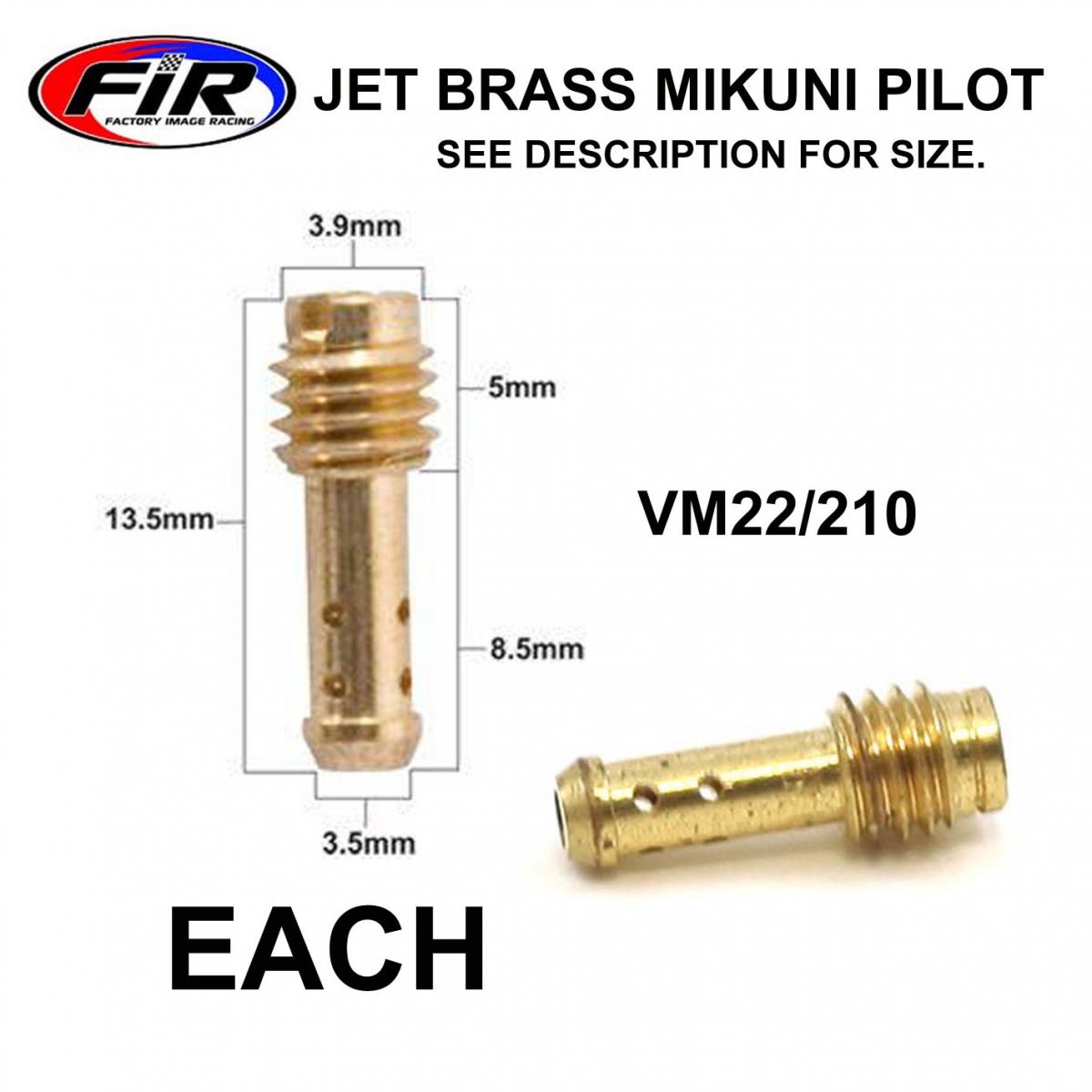 FIR CARBURETTOR JET 22.5 MIKUNI PILOT VM22/210