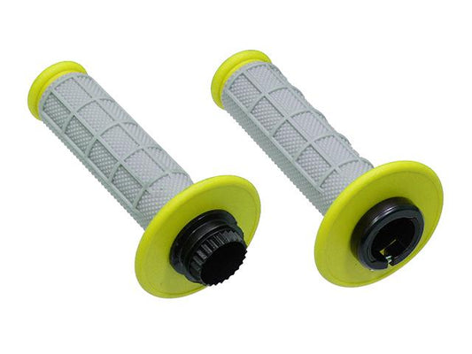 FIR LOCK ON GRIPS HALF WAFFLE, SOFT GREY/YEL, MX-08752YL, ODI STYLE, FIR -