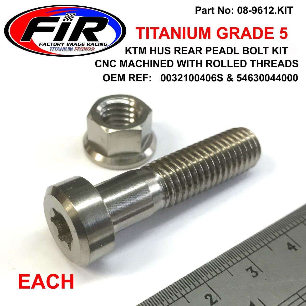 FIR KTM HUS GR5 REAR BRAKE PEDAL BOLT KIT, TITANIUM GR5 K 0032100406S T45