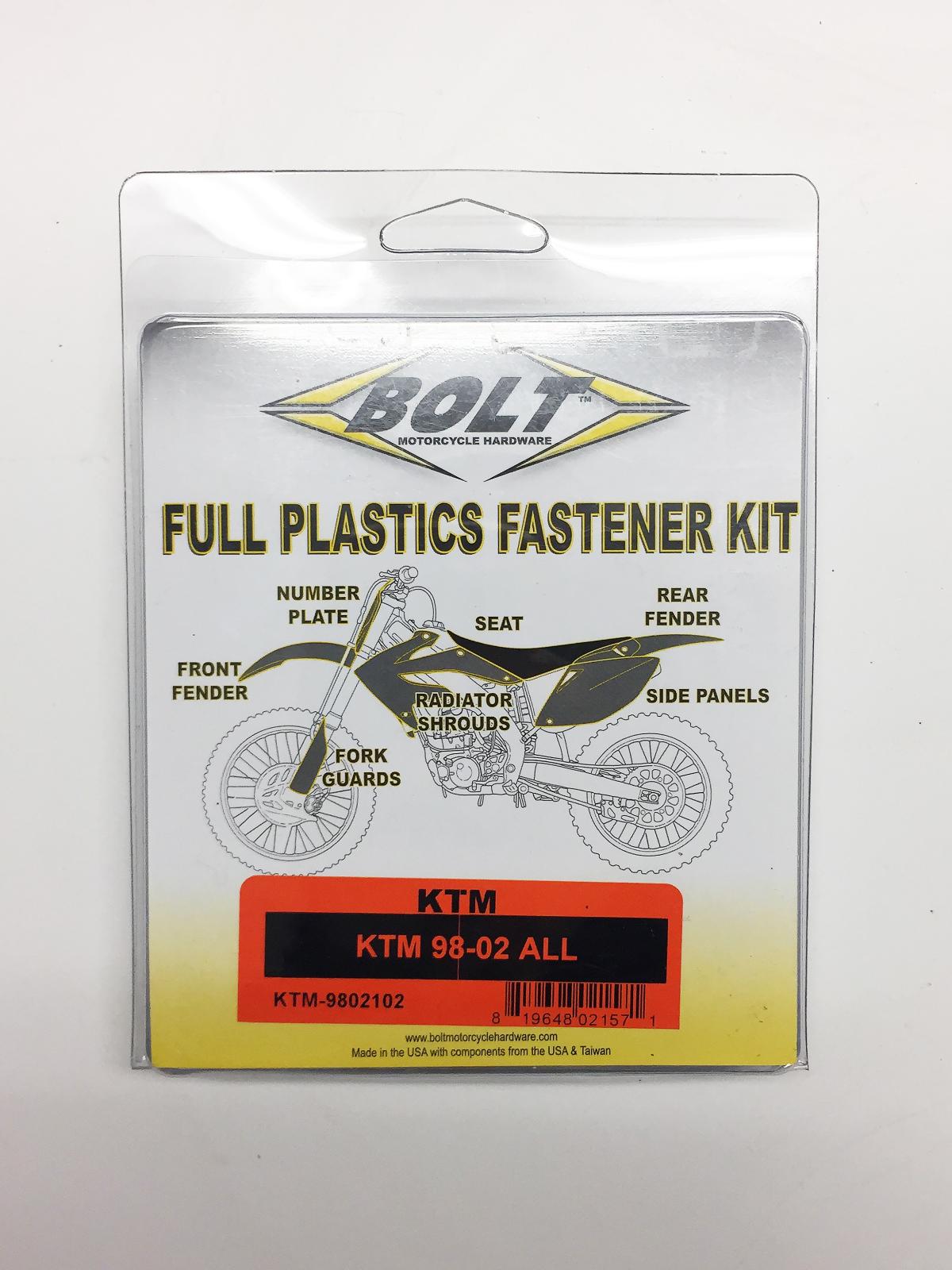 BOLT PLASTIC BOLT KIT KTM 125-640 98-02, BOLT HARDWARE KTM-9802102