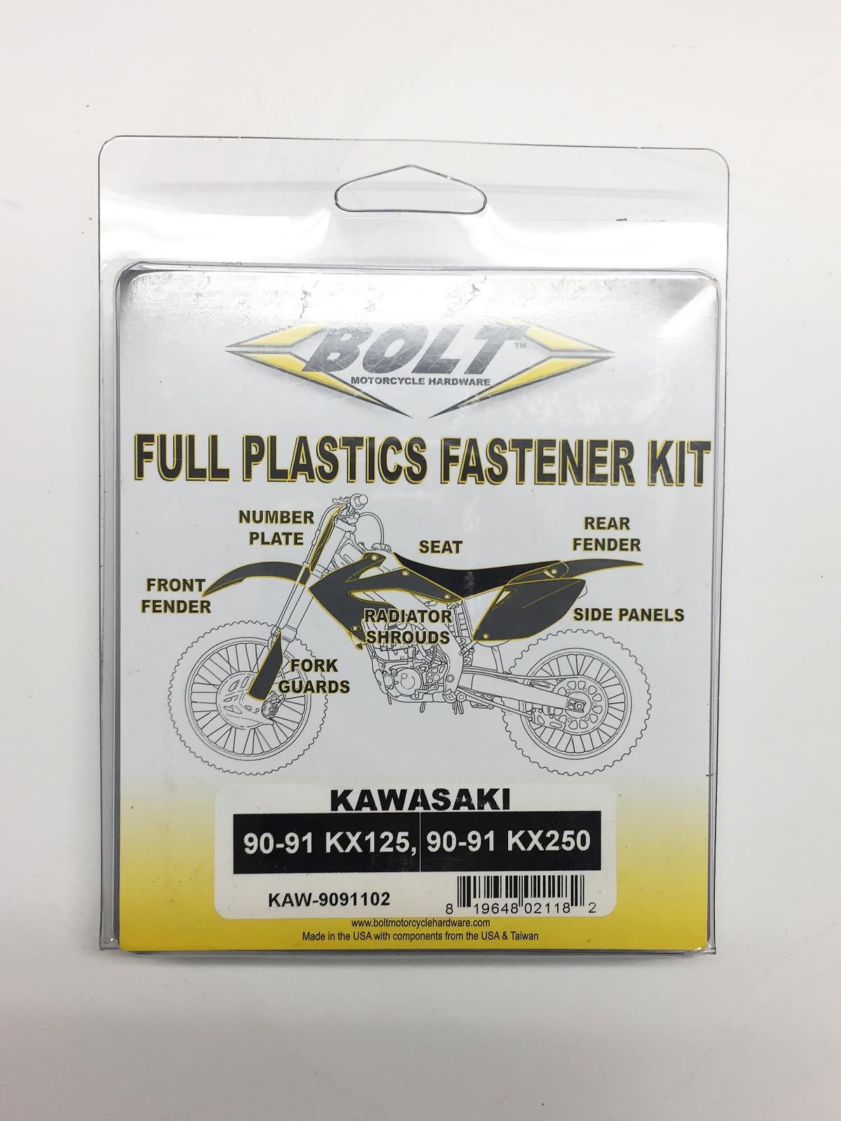 BOLT PLASTIC BOLT KIT KX 125/250 90-91, BOLT HARDWARE KAW-9091102