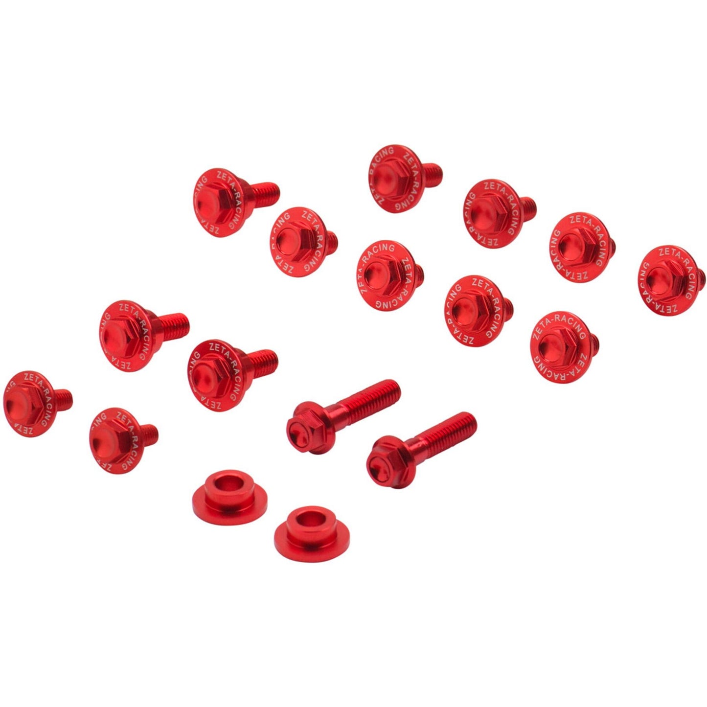 Zeta Aluminum Bolt Set for Plastics CRF450R'21- 15pcs Red