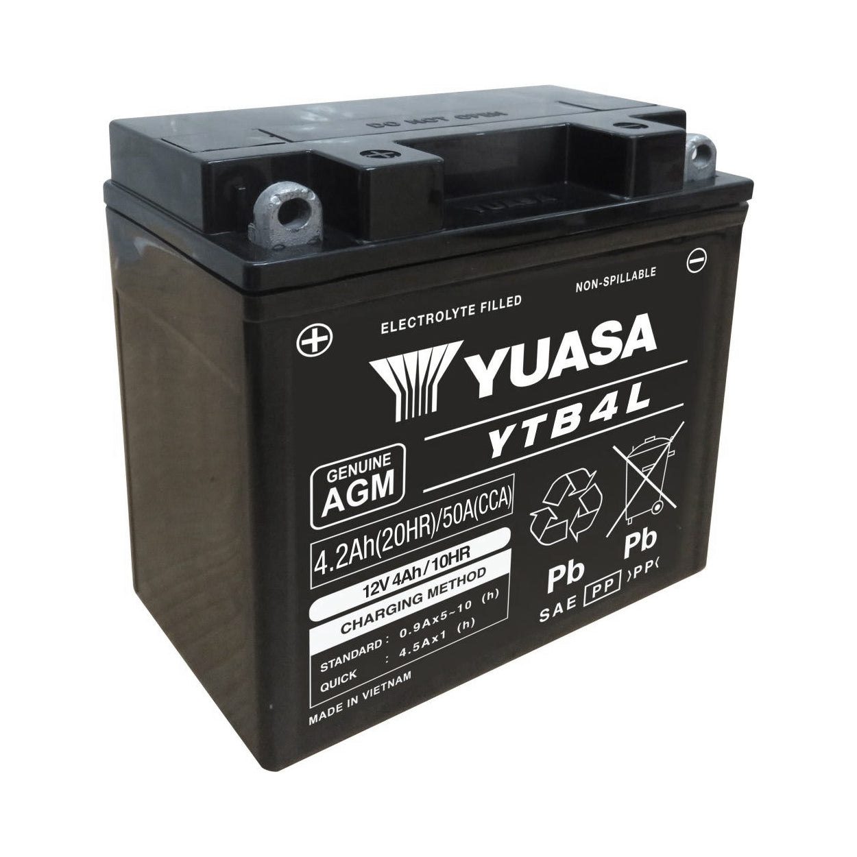 Yuasa YTB4L (WC) 12V Factory Activated MF VRLA Battery (MF YB4L-B)