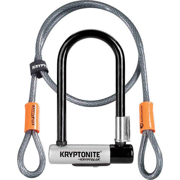 Motocross Security  Kryptonite Kryptolok Mini U-Lock With 4 Foot Flex and Flexframe Bracket Sold Secure Gold      